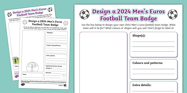 Design a 2024 Men's Euros Football Team Badge Worksheet