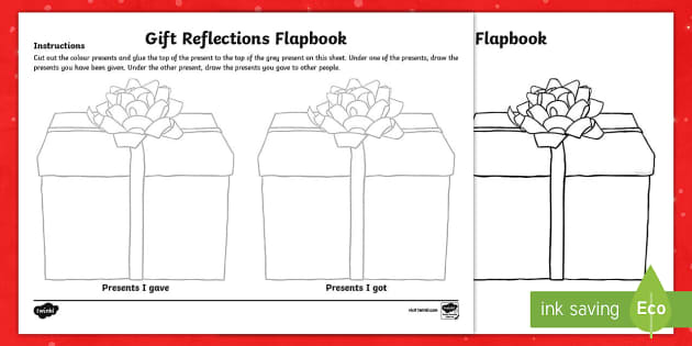 Christmas Gift Reflections Colouring Page | Art | Twinkl