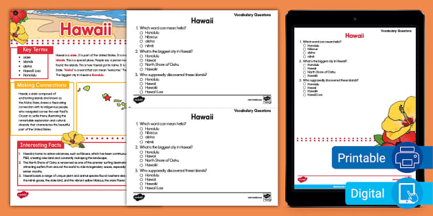 Hawaii Fun Facts and Vocabulary Questions | Twinkl USA