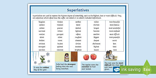 Superlatives Word Mat - Twinkl - KS2 (teacher made) - Twinkl