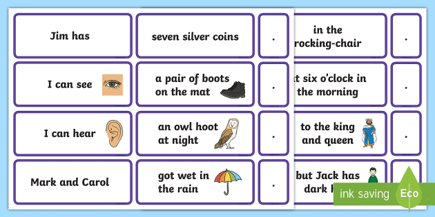 Sentence Cards Cross Content Resource