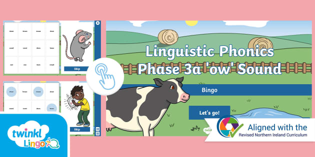 Linguistic Phonics Phase 3a 'ow' Sound Bingo Game - Twinkl