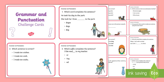 Year 1 Grammar and Punctuation KS1 Challenge Cards - Twinkl