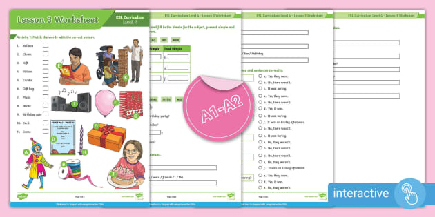 ESL Curriculum Level 4, Lesson 3 Interactive Worksheet