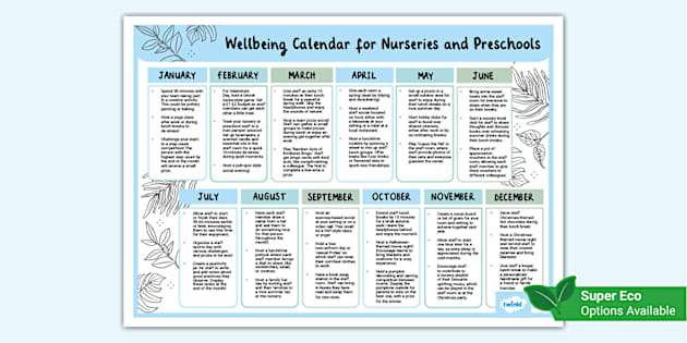 FREE! - Wellbeing Calendar for Nurseries and Preschools