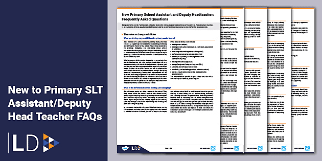 New To Primary Slt Assistant/Deputy Head Teacher Faqs