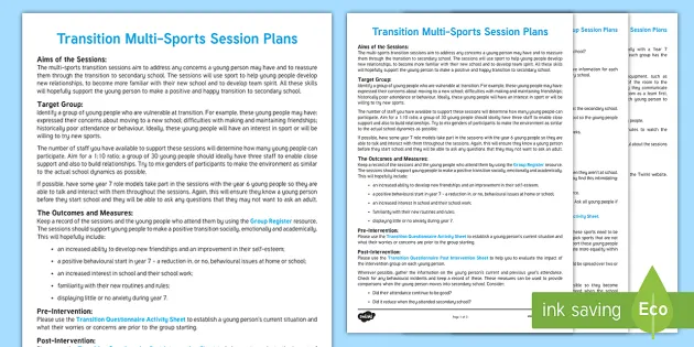 Sports Session Planner Template