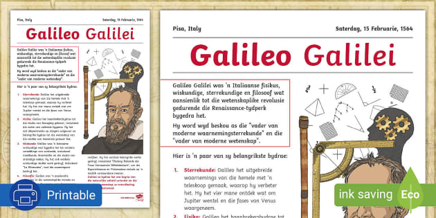 Galileo Galilei Werkkaart (teacher Made) - Twinkl