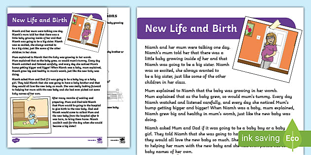 New Life And Birth Reading Comprehension (teacher Made)