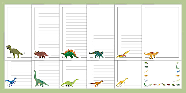 Dinosaurs and Prehistoric Animals Portrait Page Borders