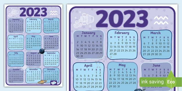 FREE Aquarius Themed 2023 Wall Calendar teacher made