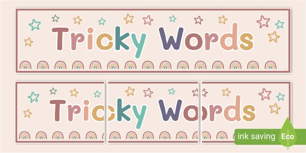 Muted Rainbow Tricky Words Banner - Twinkl