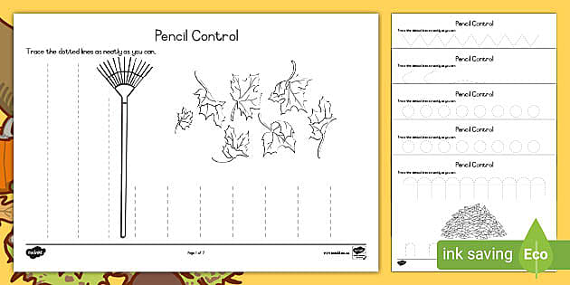 Autumn Pencil Control Worksheets | South Africa | Preschool