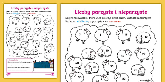 Liczby Parzyste I Nieparzyste Klasa 2 Liczby parzyste i nieparzyste | Owieczki z liczbami - Twinkl