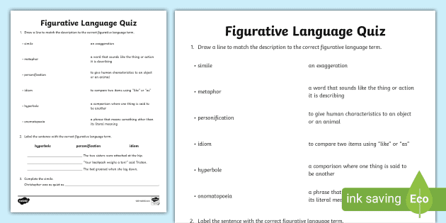 figurative language quiz twinkl english resources