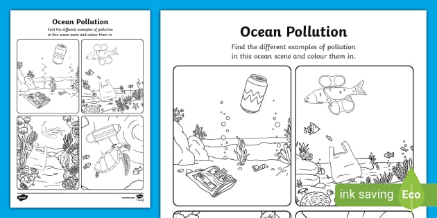 KS1 Ocean Pollution Find and Colour Activity (teacher made)