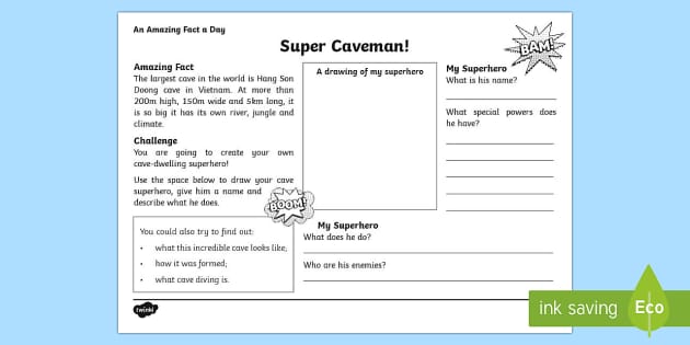 Super Caveman Worksheet / Worksheet (Hecho por educadores)