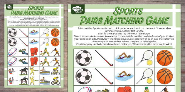 Sports Matching Pairs Game Printable Twinkl Party Twinkl