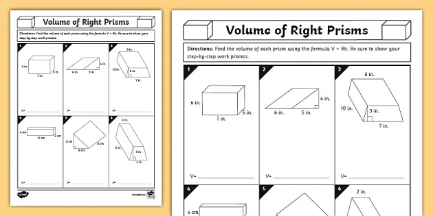 7th Grade Volume of Prisms Assignment | Math | Twinkl USA