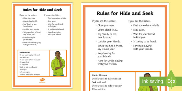 Cómo dices esto en Inglés (US)? When playing hide and seek, how