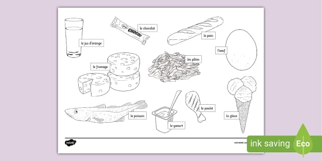 French Foods Colouring Page Food Words In French french-foods-colouring-page-food-words-in-french