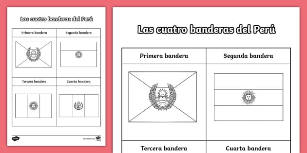 Ficha: Las 4 banderas del Perú para colorear | Twinkl Perú ficha-las-4-banderas-del-per-para-colorear-twinkl-per