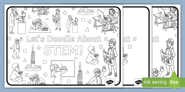 Let's Doodle STEM-Themed Colouring Pages - Twinkl - KS1