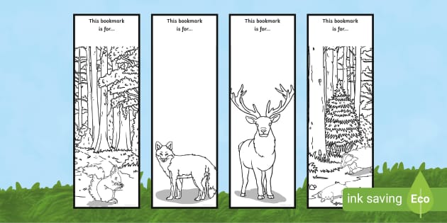Woodland Wildlife Bookmarks to Colour