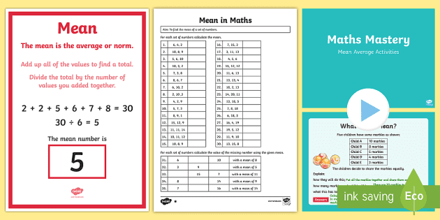 year 6 what is the mean in maths resource pack