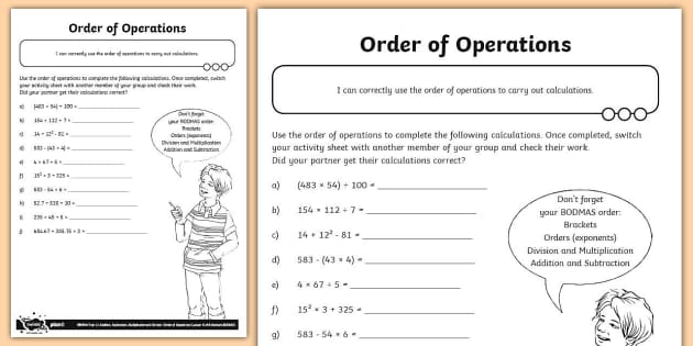 Order of Operations Activity | Order of Operations Worksheet