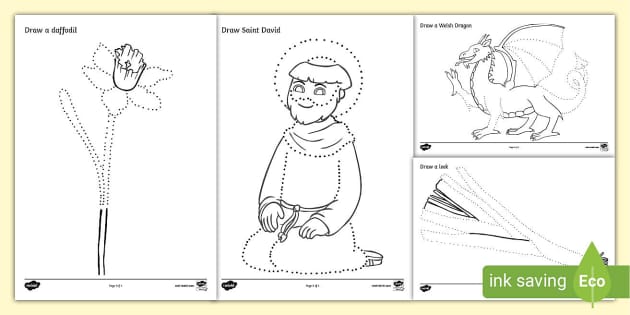 St. David's Day Pencil Control Worksheets - Twinkl - EYFS