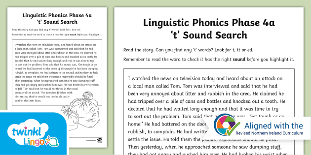 Northern Ireland Linguistic Phonics Stage 5 and 6, Phase 4a ...