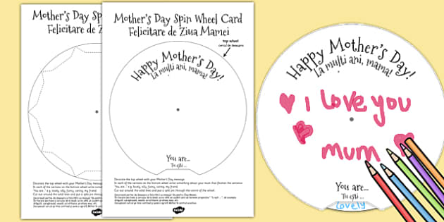 Mother's Day Spin Wheel Card Romanian Translation