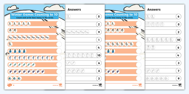 Winter Games Counting to 10 Activity Sheet - Twinkl