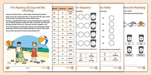 the place value mystery of lucy and the litterbug worksheets