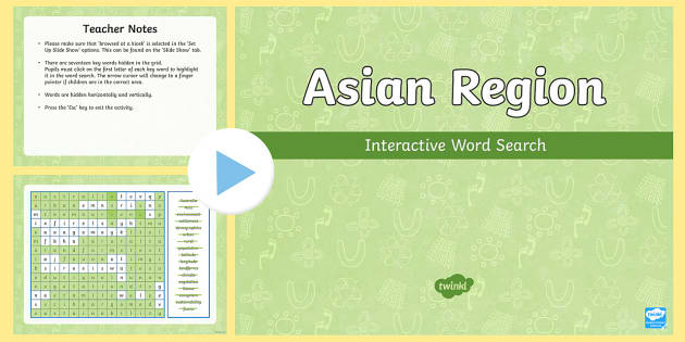 Asian Region Interactive Word Search (teacher made) - Twinkl