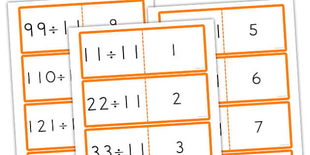 11 Times Table Division Cards (teacher made) - Twinkl