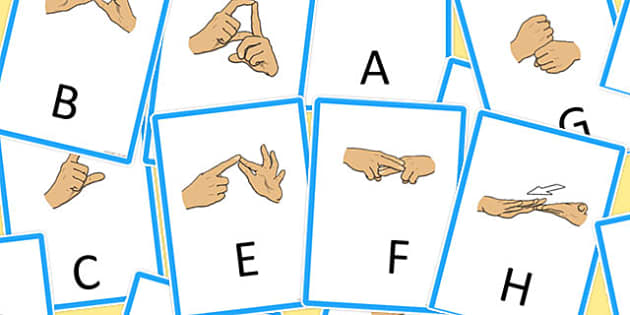 Editable Sign Language Manual Alphabet Flash Cards - card