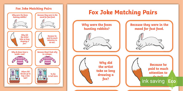 Fox Joke Matching Pairs (profesor hizo) - Twinkl