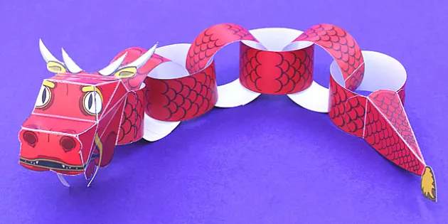 Paper Chinese Dragon Craft Activity, Dragon Ceiling Fan Pull Cord