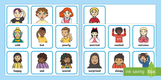 14 X Emotion Cards Kid's Cartoon English Learning Card Emotional Education K7Y5 
