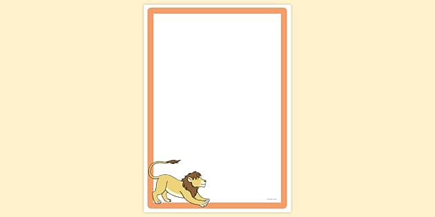 Lion Stretching Page Border (Hecho por educadores) - Twinkl