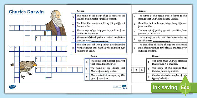 Charles Darwin Crossword Evolution and Inheritance UKS2