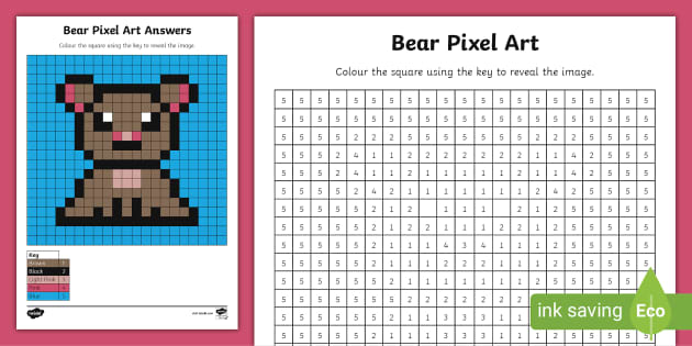 FREE! - Bear Pixel Art Template (Teacher-Made) - Twinkl
