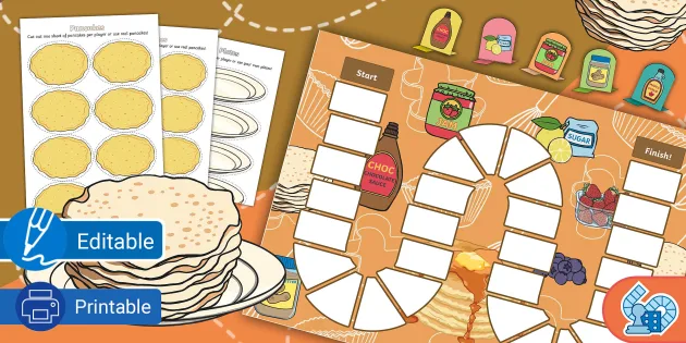 Editable Maths Board Game for Pancake Day Activities