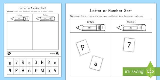 FREE Letter or Number Sort Activity (Teacher-Made)