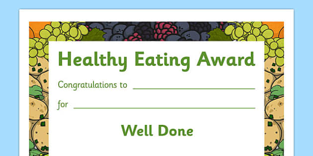 Healthy Eating Award Certificates - healthy, healty eating