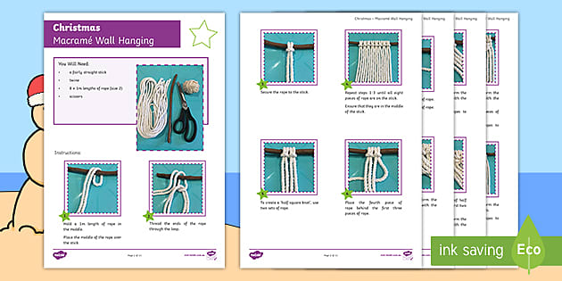Sobriquette Hinder Zeggen Christmas Macrame Wall Hanging Craft Instructions - Twinkl