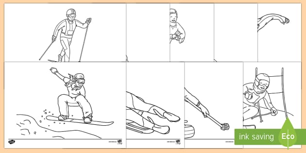 Winter Sports Colouring Pages