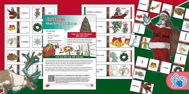 Christmas Matching Dominoes Game for Learners of EAL